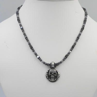 Hematite Skull Necklace