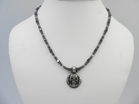 Hematite Skull Necklace