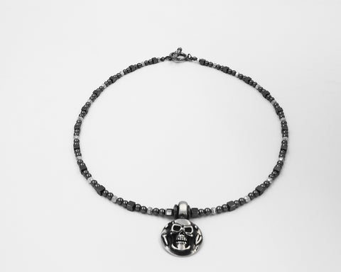 Hematite Skull Necklace