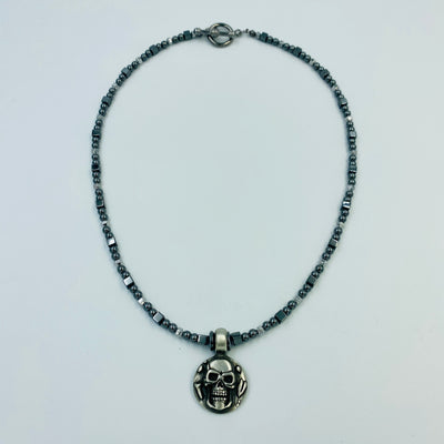 Hematite Skull Necklace