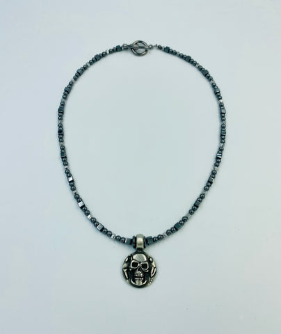 Hematite Skull Necklace